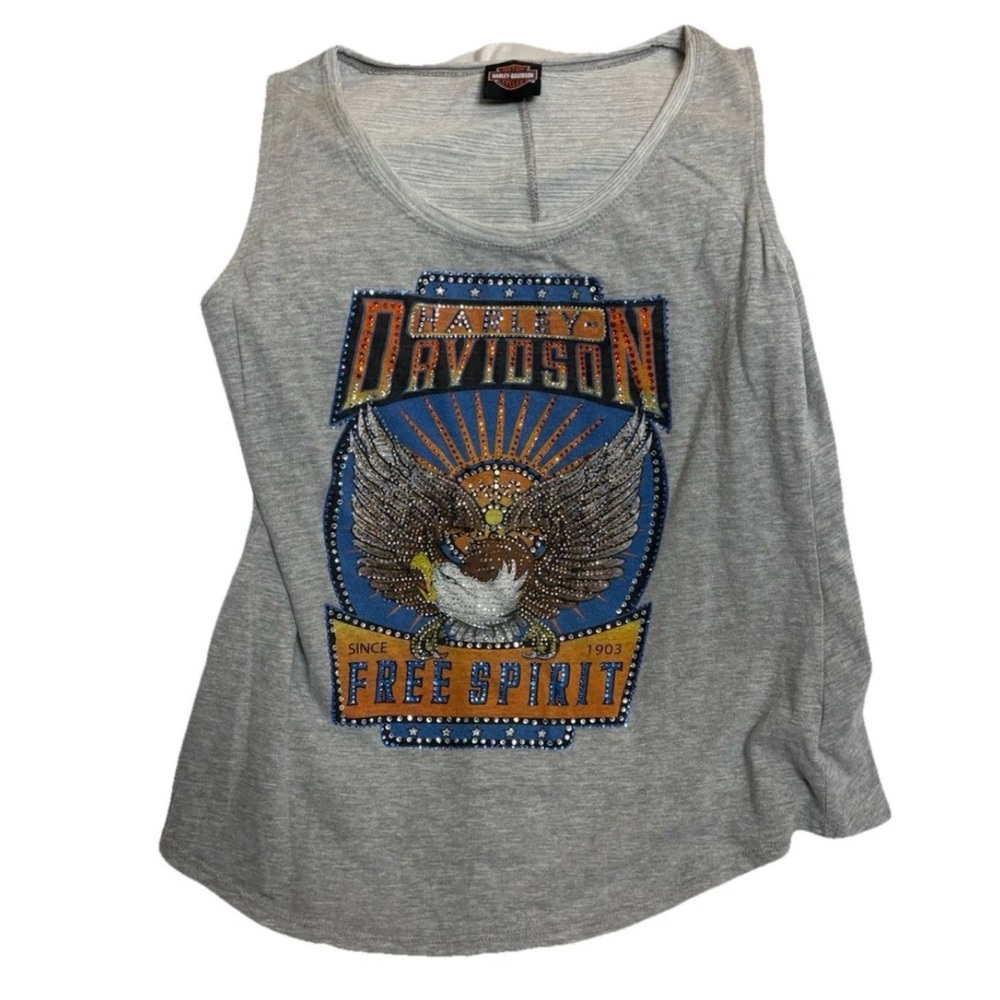 Harley-Davidson Women's Grey Genuine Motorcycles Wings Tank Read - Picture 1 of 3